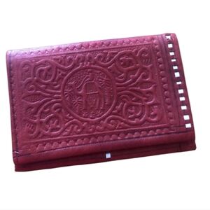 Handmade Moroccan Red Bifold Leather Wallet 6x4